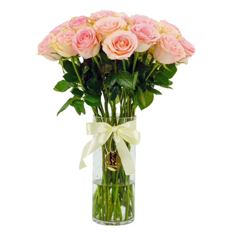 Baby Peach Rose Vase by Salma Flowers – Same-day delivery in Amman