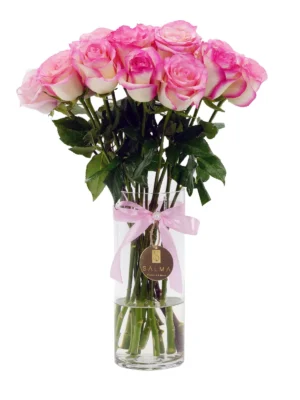 Pink Gradient Rose Vase by Salma Flowers – Same-day delivery in Amman