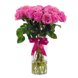 Pink Rose Vase by Salma Flowers – Same-day delivery in Amman
