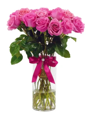 Pink Rose Vase by Salma Flowers – Same-day delivery in Amman