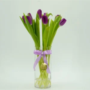 Purple Tulip Vase by Salma Flowers – Same-day delivery in Amman