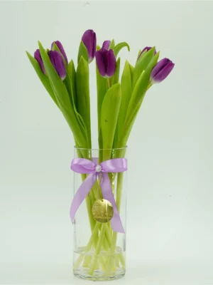 Purple Tulip Vase by Salma Flowers – Same-day delivery in Amman