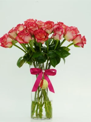 Senorita Pink Rose Vase by Salma Flowers – Same-day delivery in Amman