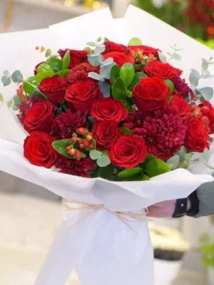 Velvet Cherry Bouquet by Salma Flowers – Same-day delivery in Amman