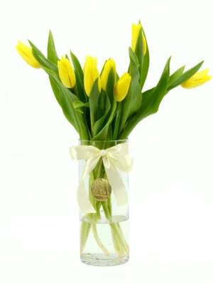 Yellow Tulip Vase by Salma Flowers – Same-day delivery in Amman