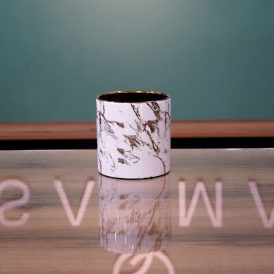 Marble Patterned Flower Vase with Gold Veining