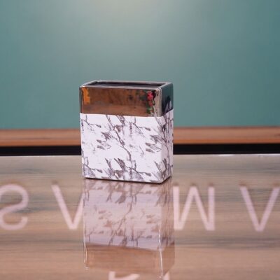Rectangular Marble and Chrome Vase
