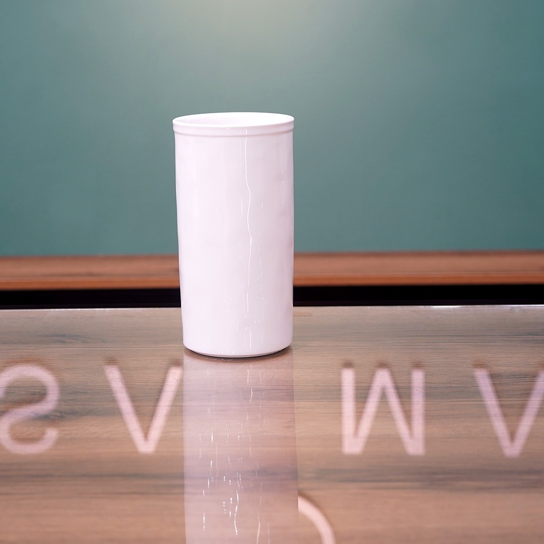 Minimalist White Cylindrical Ceramic Vase