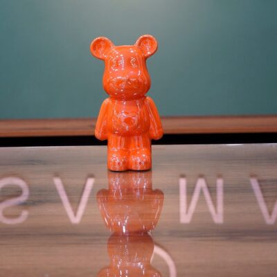Orange Modern Bear Figurine
