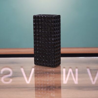 Black textured rectangular vase