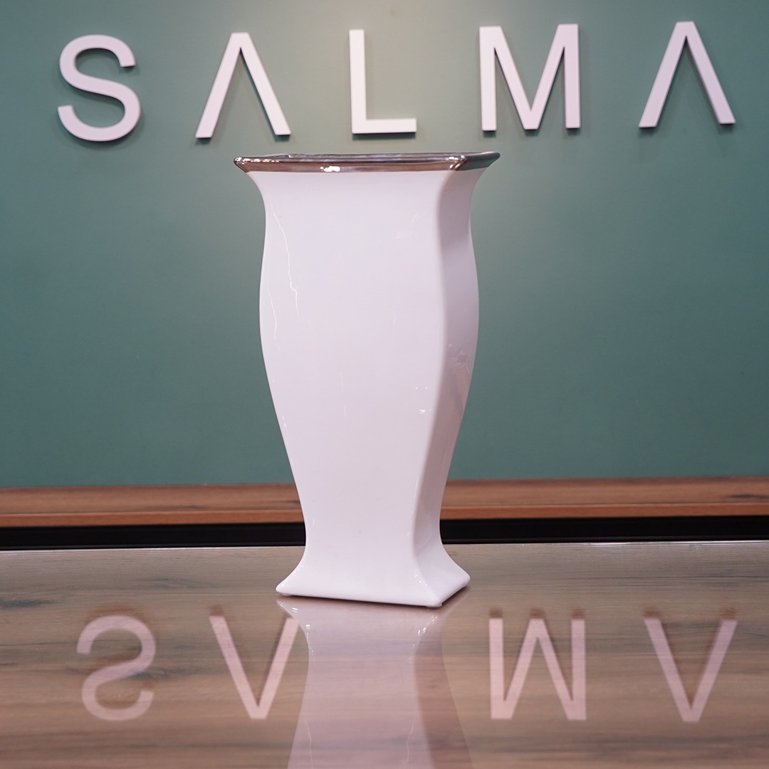 White and silver vase