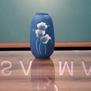 Tall blue floral vase
