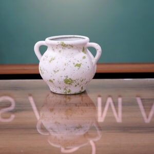 Rustic White and Green Vase