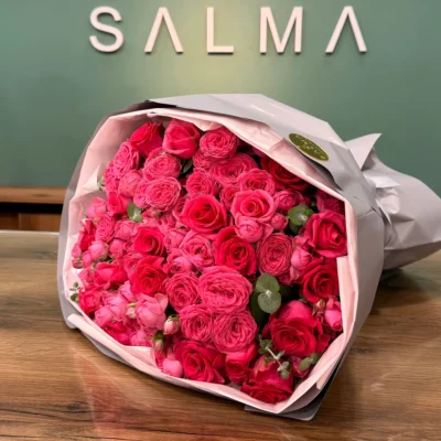 Lush Hot Pink Rose Bouquet